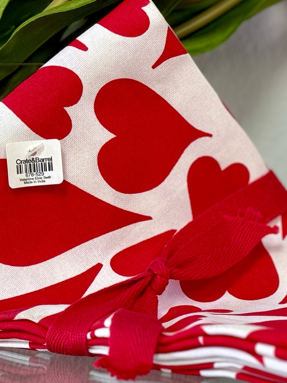 Crate & Barrel LOVE Heart Dish Towels Set of 2 Valentine’s 20x30 New